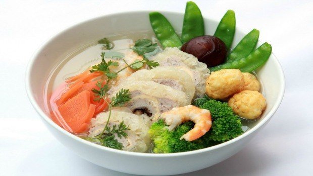 mixed dried pig’s skin soup