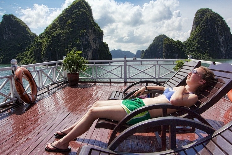 things to do in halong bay - sunbathe in halong bay 