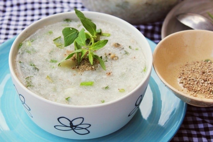 some versions of vietnamese fish porridge - porridge with snakehead and knotgrass of the southwest