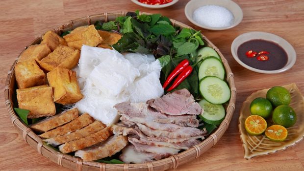 vermicelli with fried tofu and shrimp paste hanoi